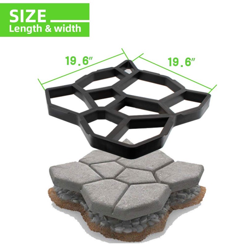 CJGQ Plus Size 19.6"x19.6"x1.7" Walk Maker Reusable Concrete Pathmate Stone Mold Stepping Stone Paver Lawn Patio Yard Garden DIY Path Maker Paving Moulds (Irregular) - Image 5